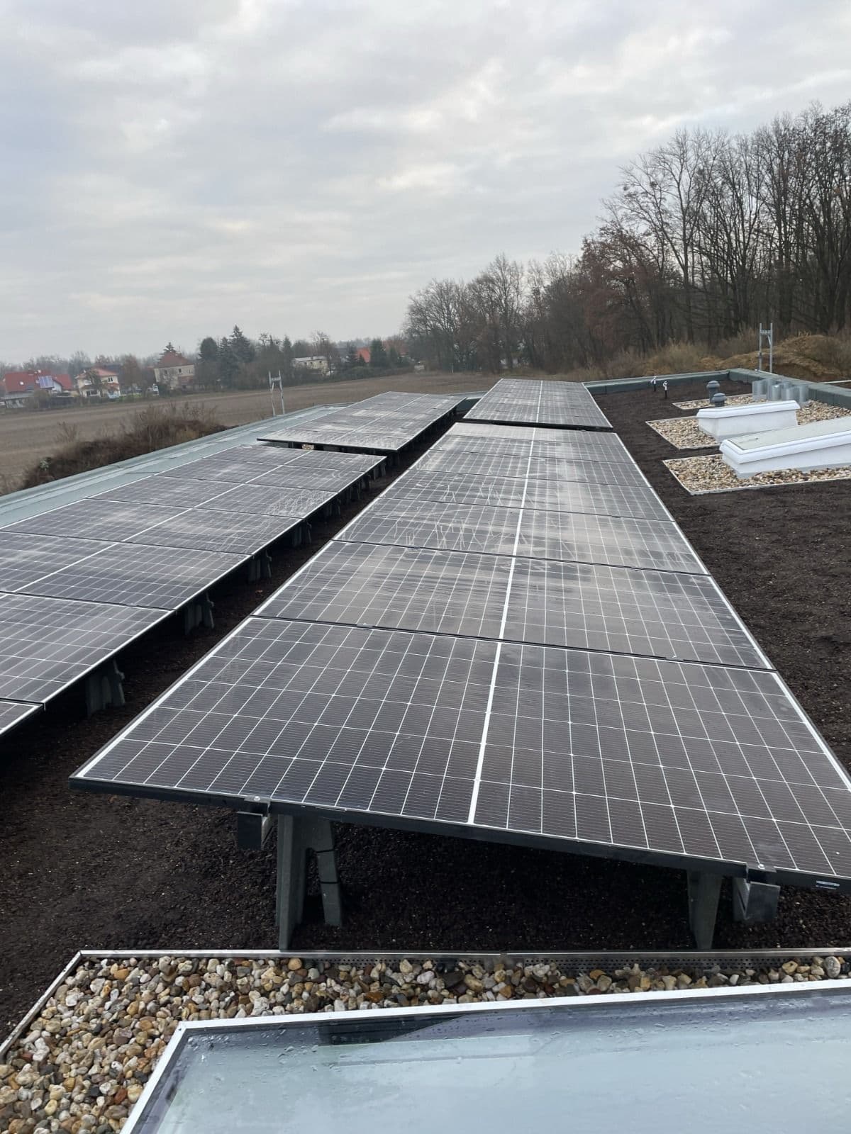 Photovoltaik-Anlage auf dem Gründach der Kita am Butenfeld